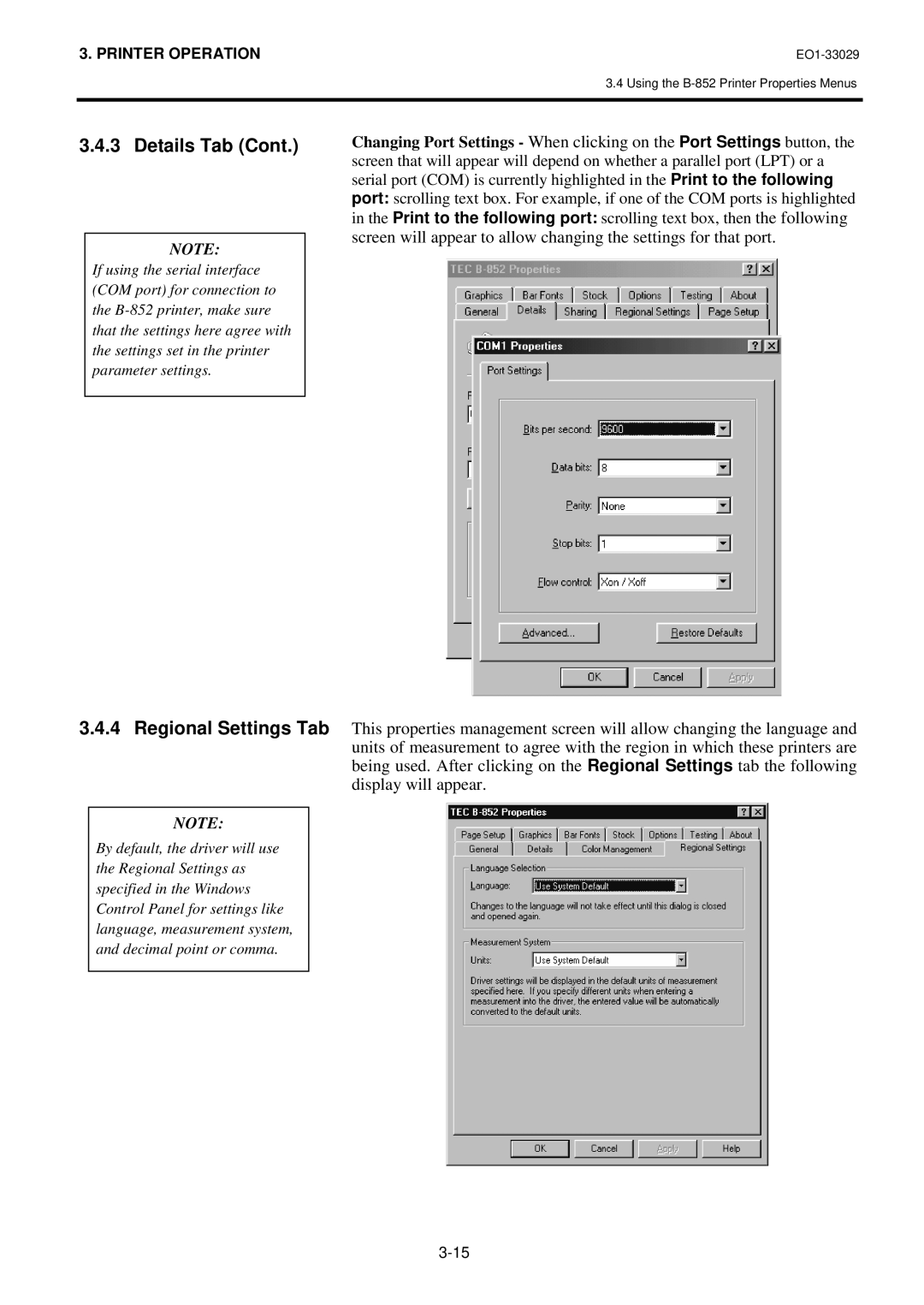 Toshiba B-850 owner manual Regional Settings Tab 