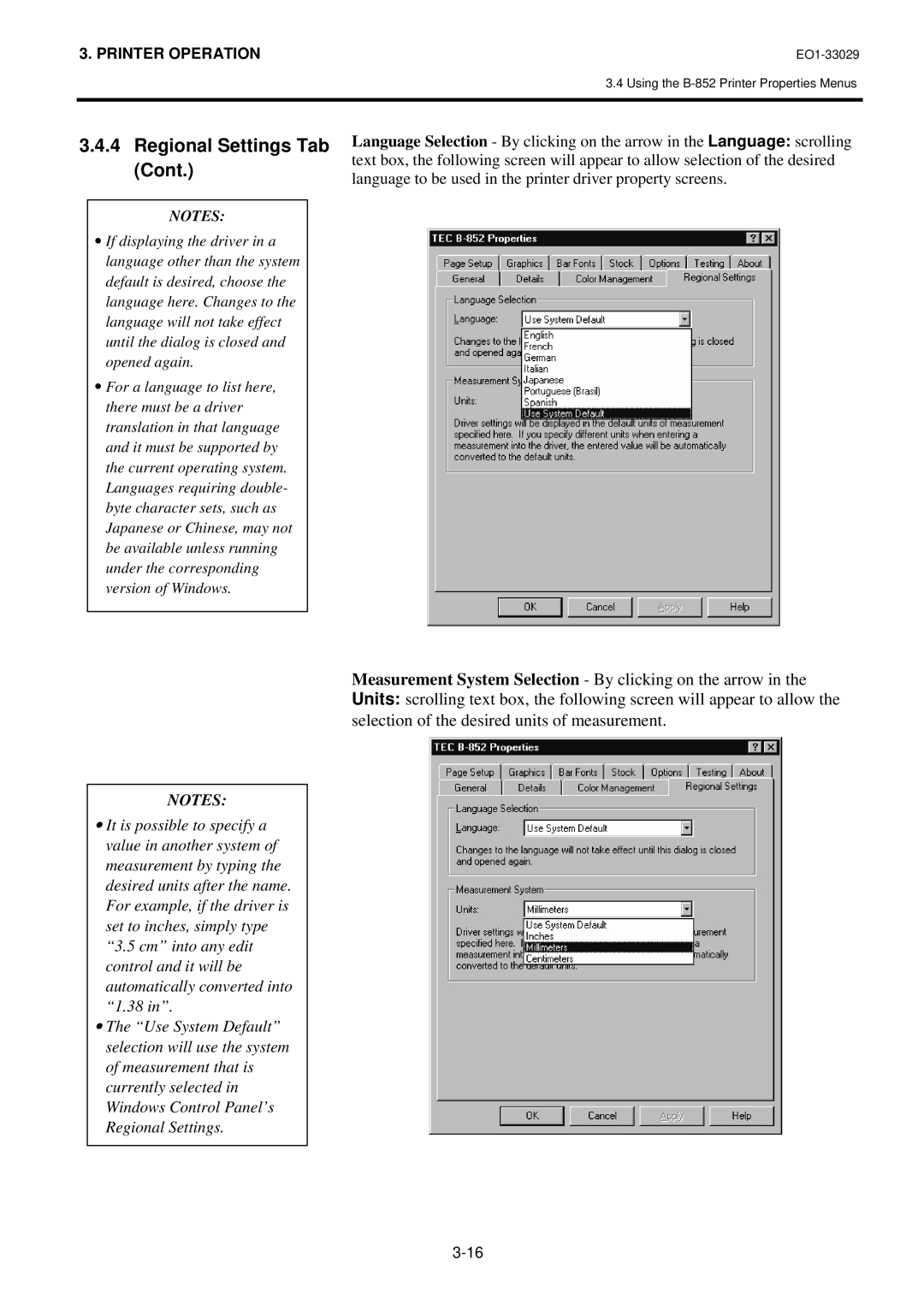 Toshiba B-850 owner manual Regional Settings Tab 