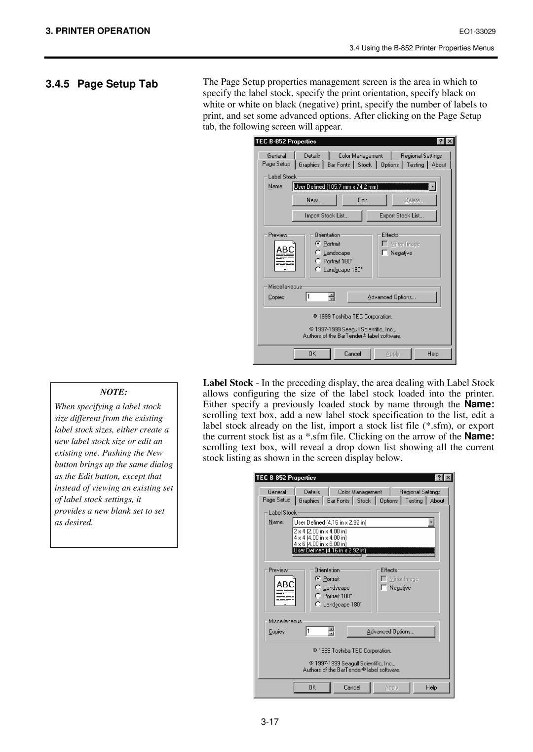 Toshiba B-850 owner manual Setup Tab 