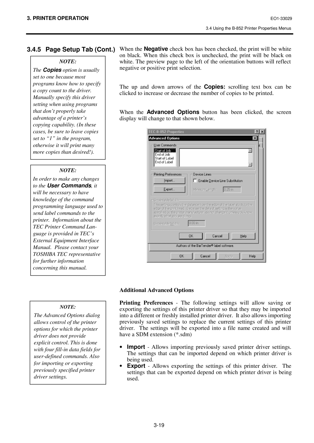 Toshiba B-850 owner manual Additional Advanced Options 