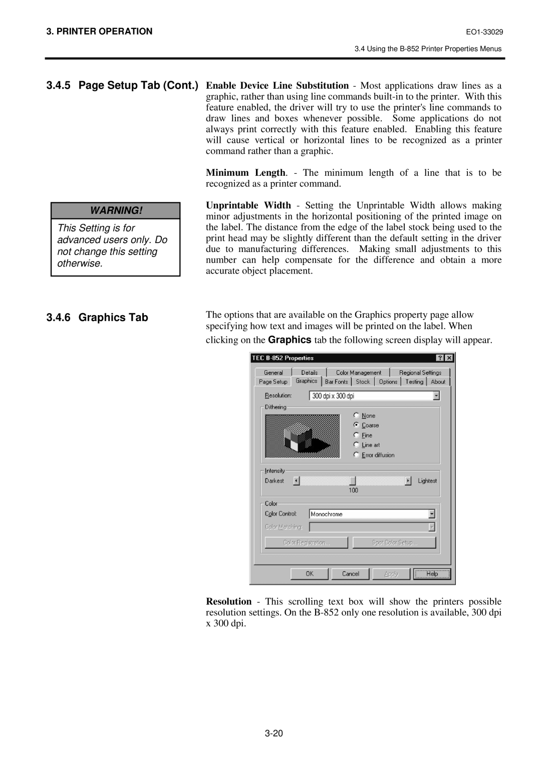 Toshiba B-850 owner manual Graphics Tab 