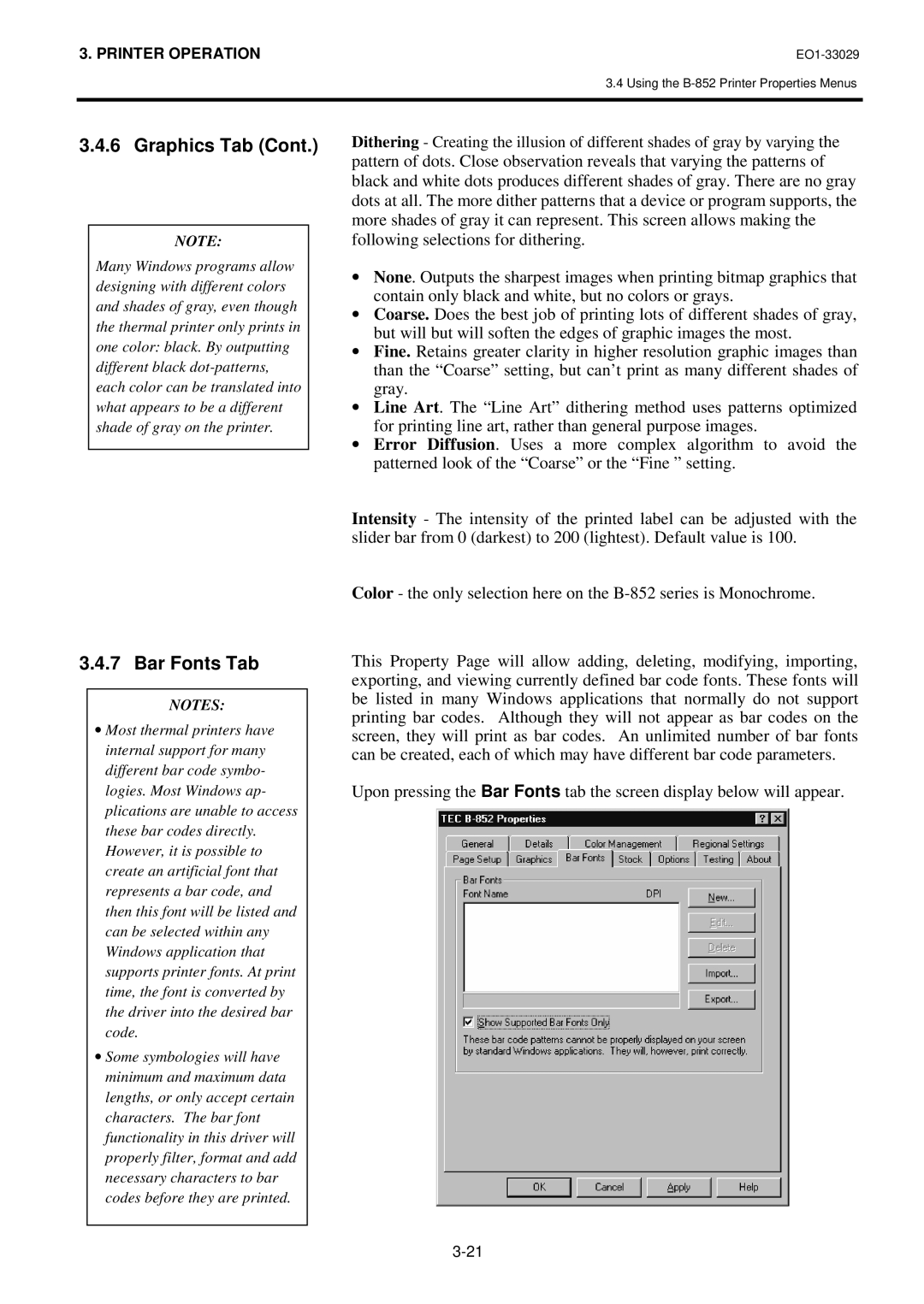 Toshiba B-850 owner manual Bar Fonts Tab 