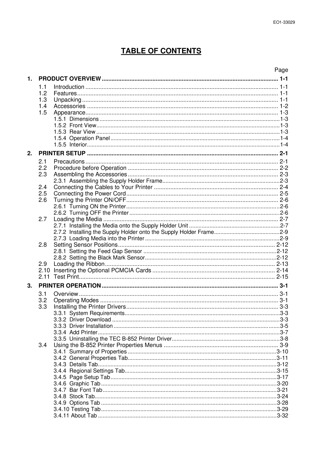 Toshiba B-850 owner manual Table of Contents 