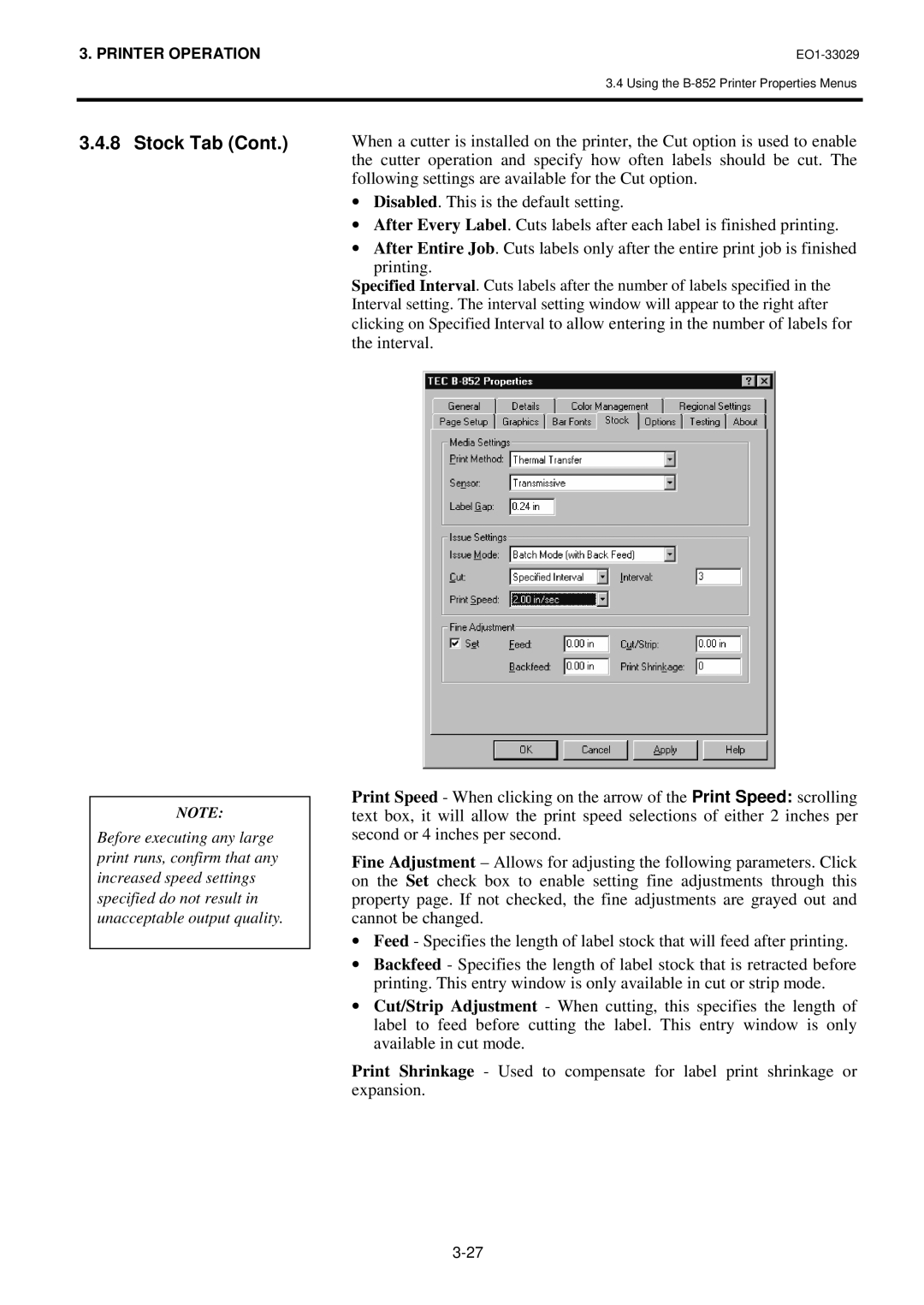 Toshiba B-850 owner manual Stock Tab 