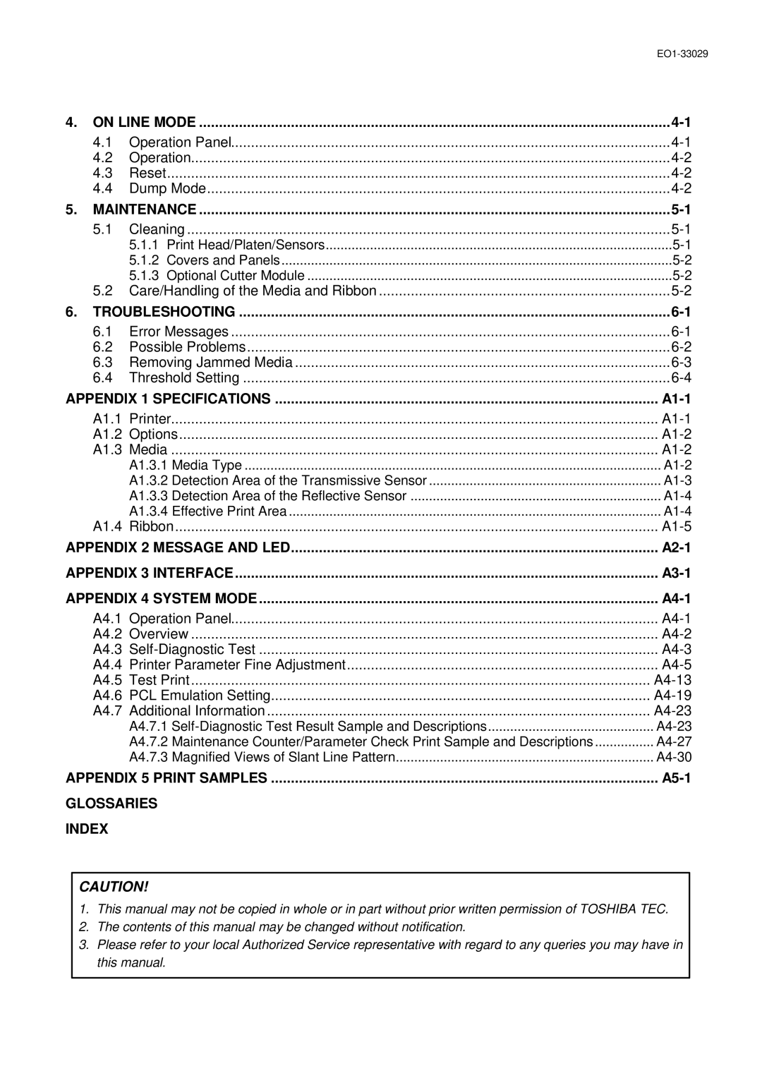 Toshiba B-850 owner manual On Line Mode 