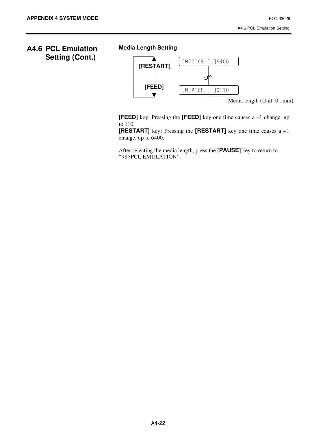 Toshiba B-850 owner manual Media Length Setting 