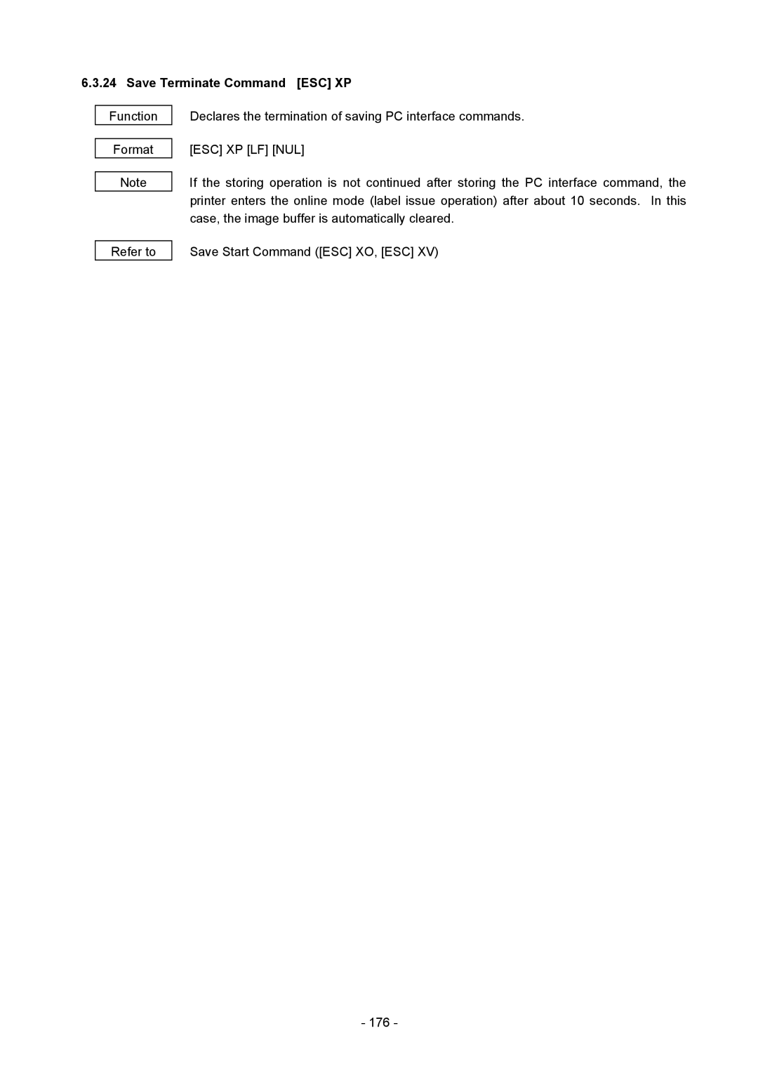 Toshiba B-850 manual Save Terminate Command ESC XP 