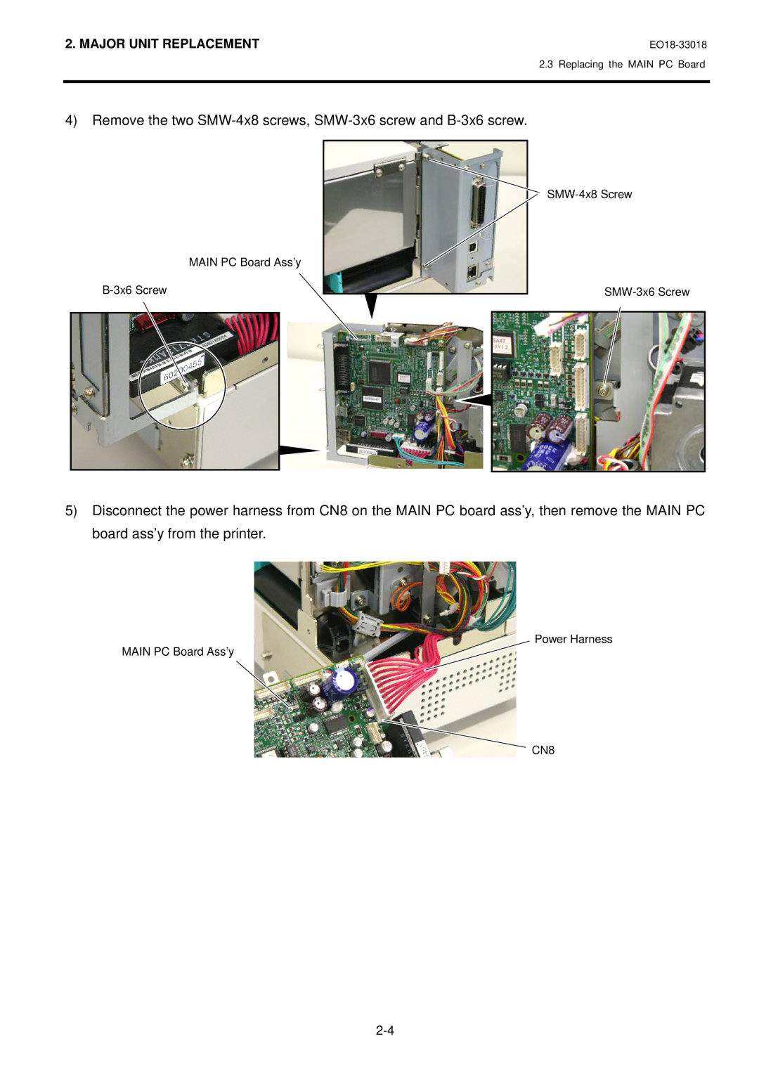 Toshiba B-852-R manual Remove the two SMW-4x8 screws, SMW-3x6 screw and B-3x6 screw 