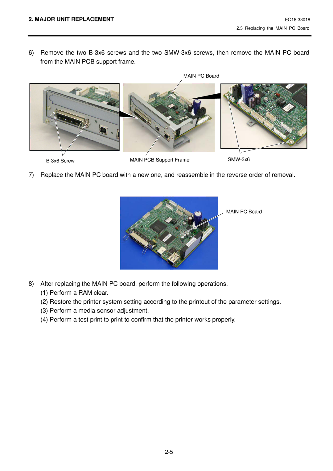 Toshiba B-852-R manual Main PC Board 3x6 Screw Main PCB Support Frame SMW-3x6 