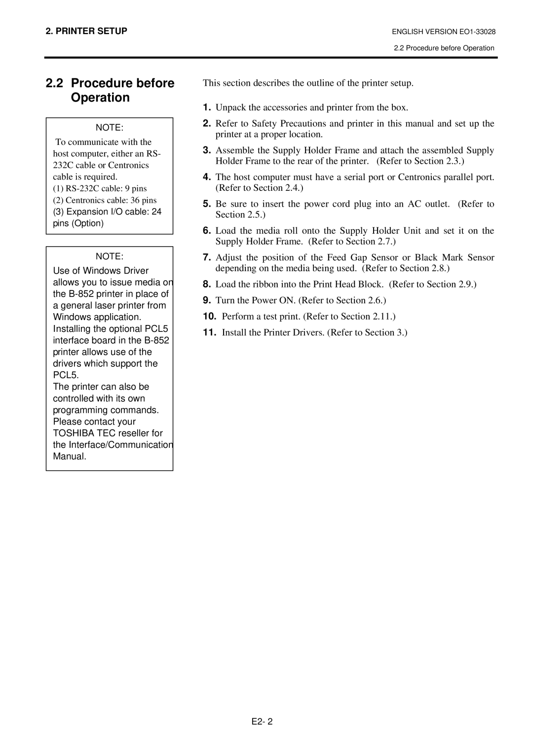 Toshiba B-852-TS12-QP owner manual Procedure before Operation 