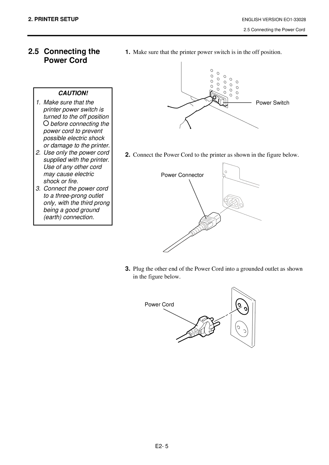 Toshiba B-852-TS12-QP owner manual Connecting the Power Cord 