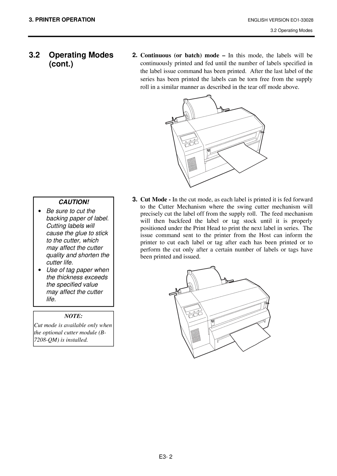 Toshiba B-852-TS12-QP owner manual Operating Modes 