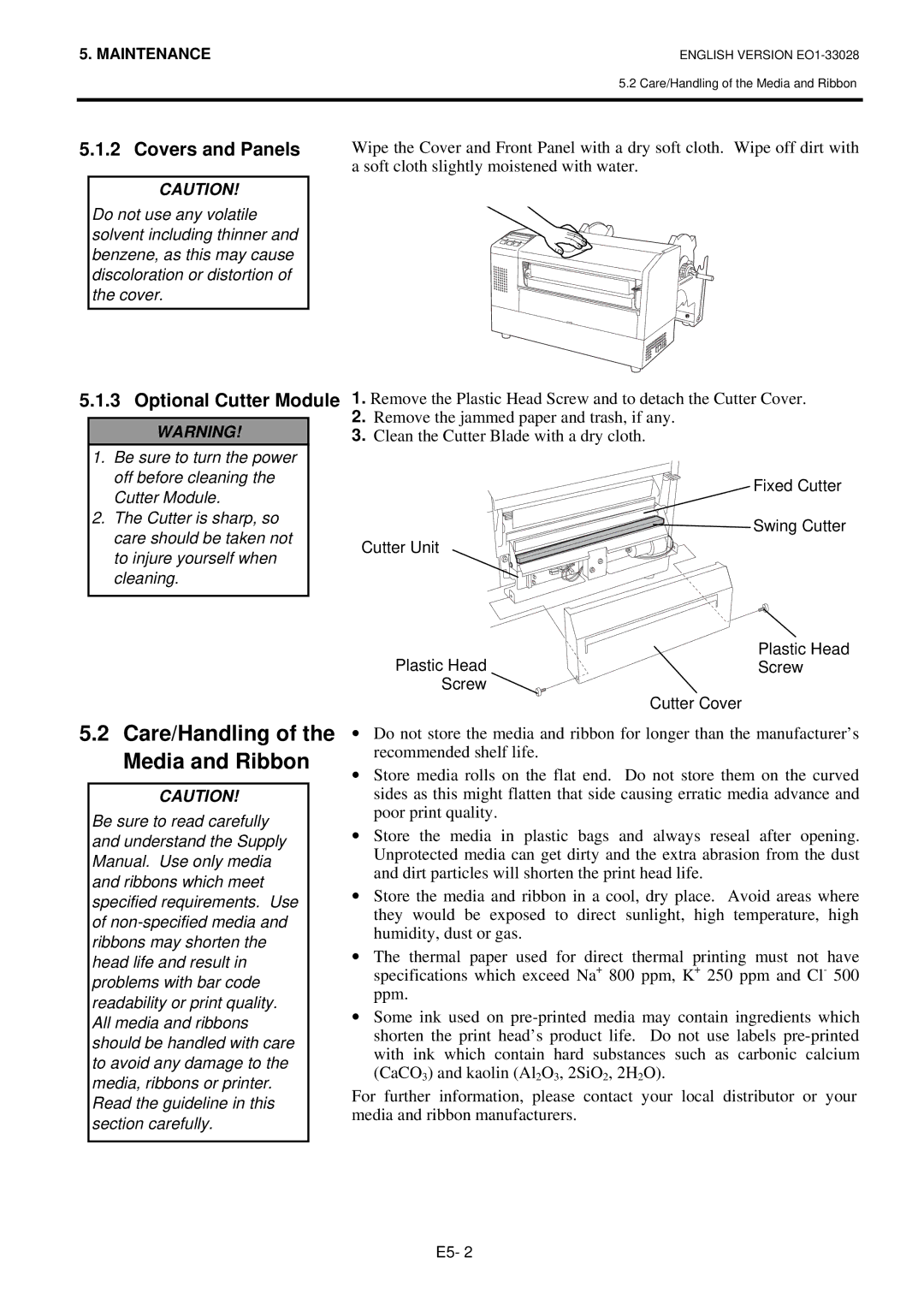 Toshiba B-852-TS12-QP owner manual Covers and Panels, Optional Cutter Module 