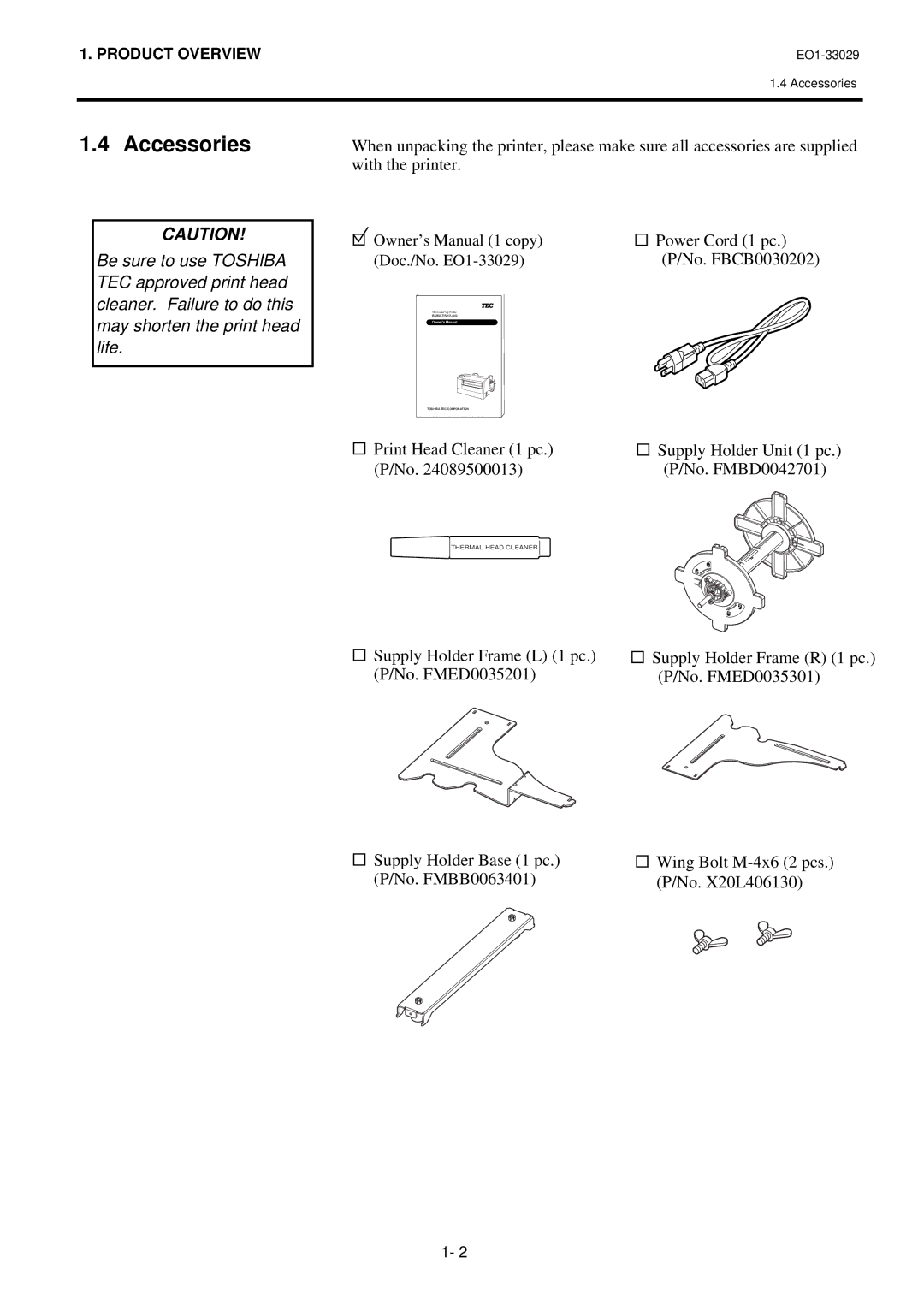 Toshiba B-852-TS12-QQ owner manual Accessories 