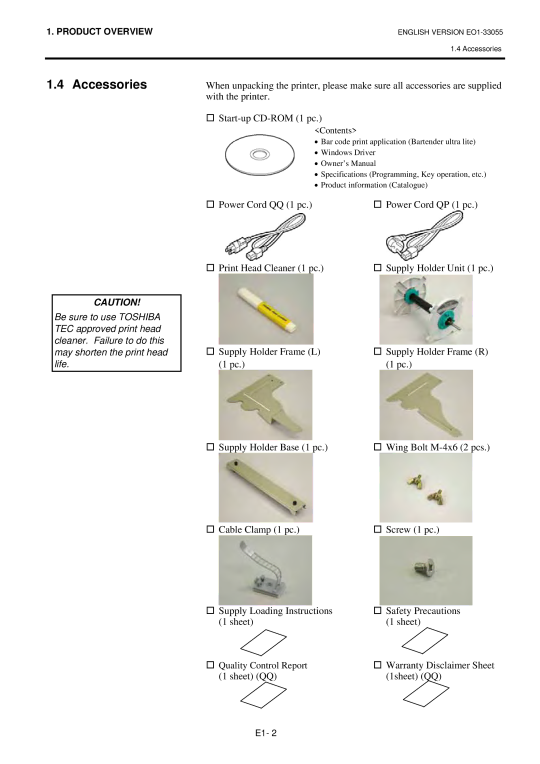 Toshiba B-852 owner manual Accessories 