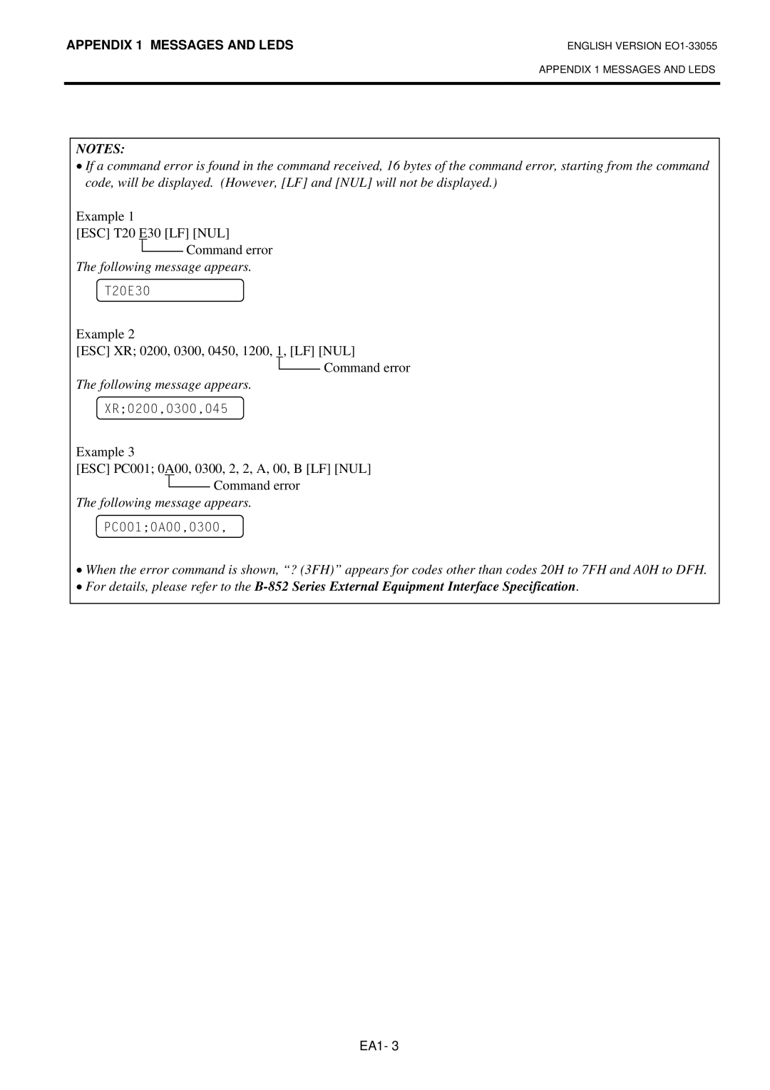 Toshiba B-852 owner manual Following message appears 