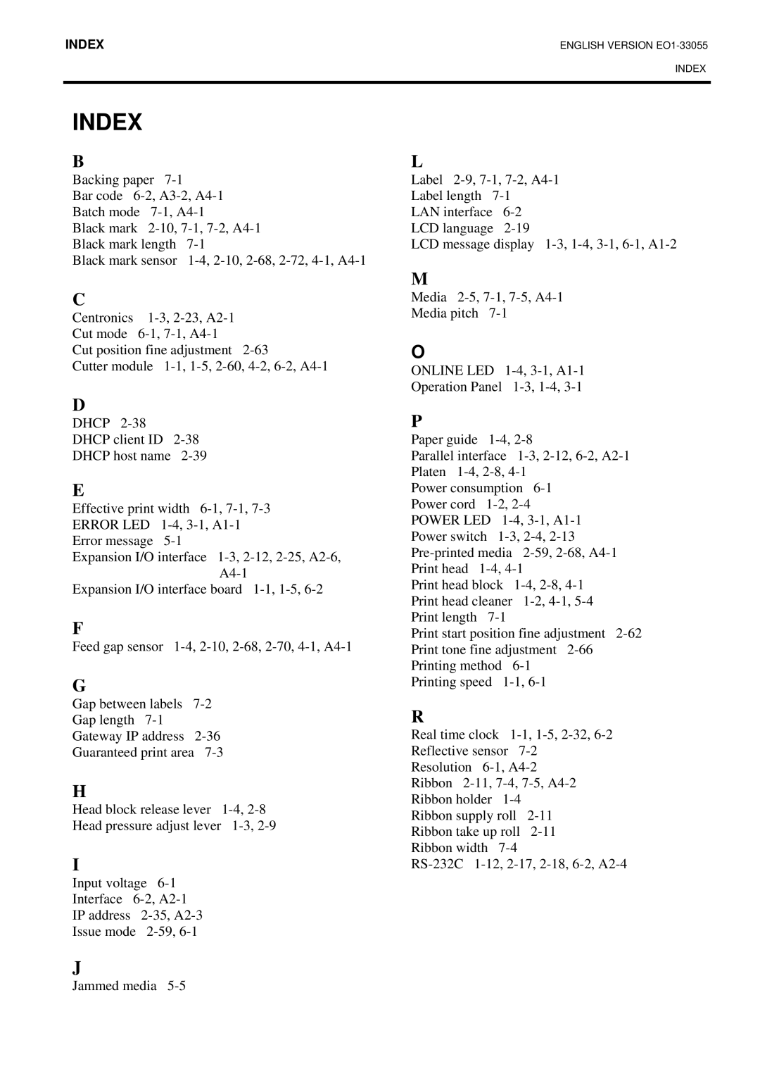 Toshiba B-852 owner manual Index, 3-1, A1-1 