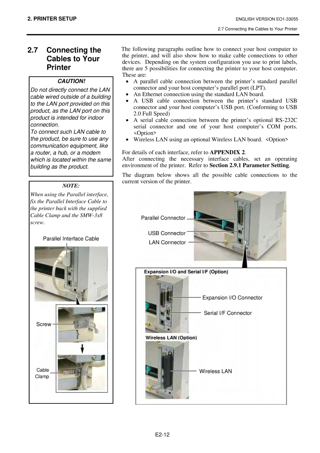 Toshiba B-852 owner manual Connecting the Cables to Your Printer 