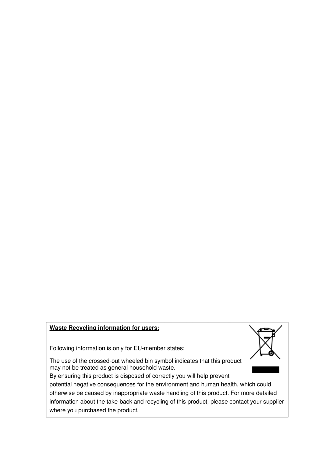 Toshiba B-852 owner manual Waste Recycling information for users 