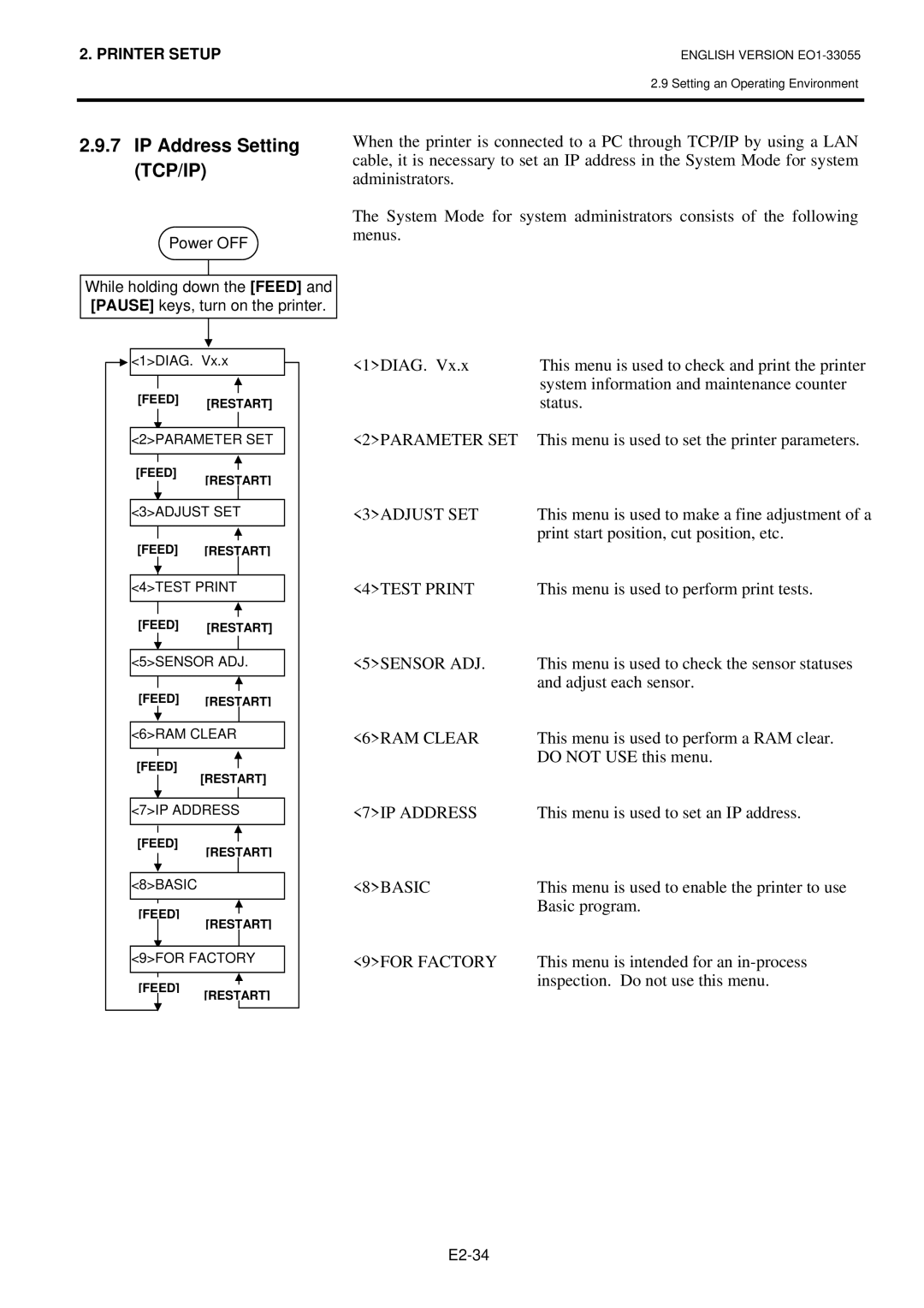 Toshiba B-852 owner manual IP Address Setting TCP/IP 