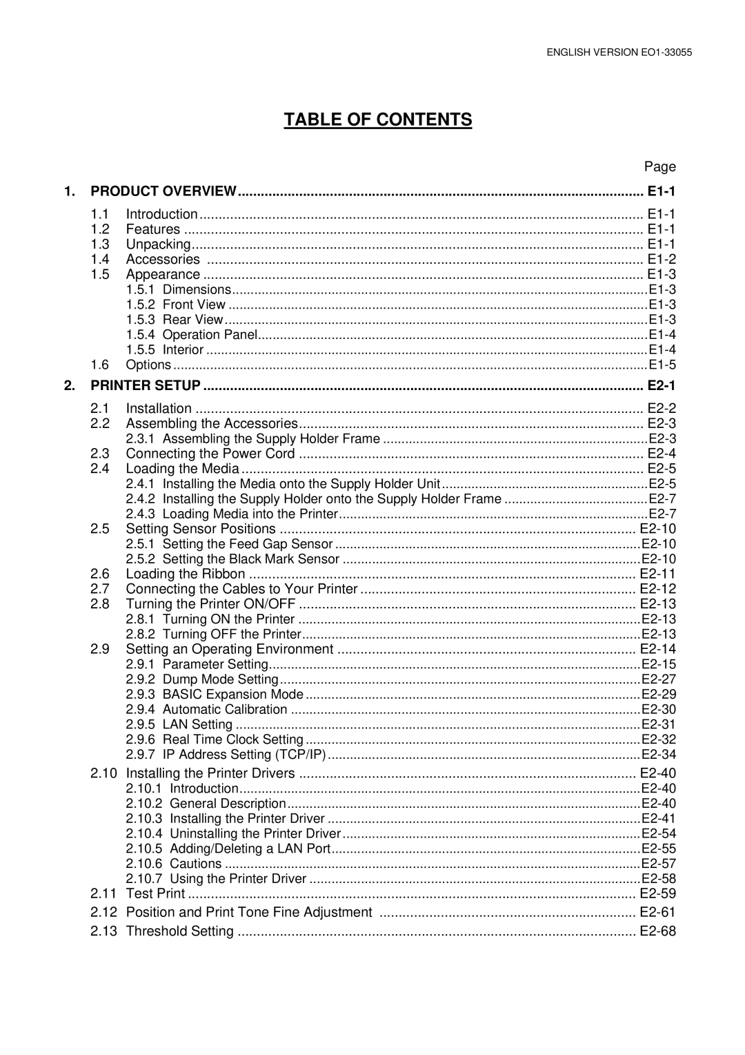 Toshiba B-852 owner manual Table of Contents 