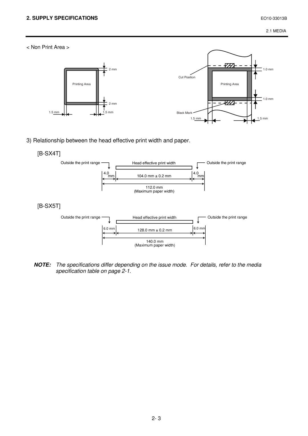 Toshiba B-SX5T, B-9700-LAN-QM-R, B9700LANQMR manual Non Print Area 