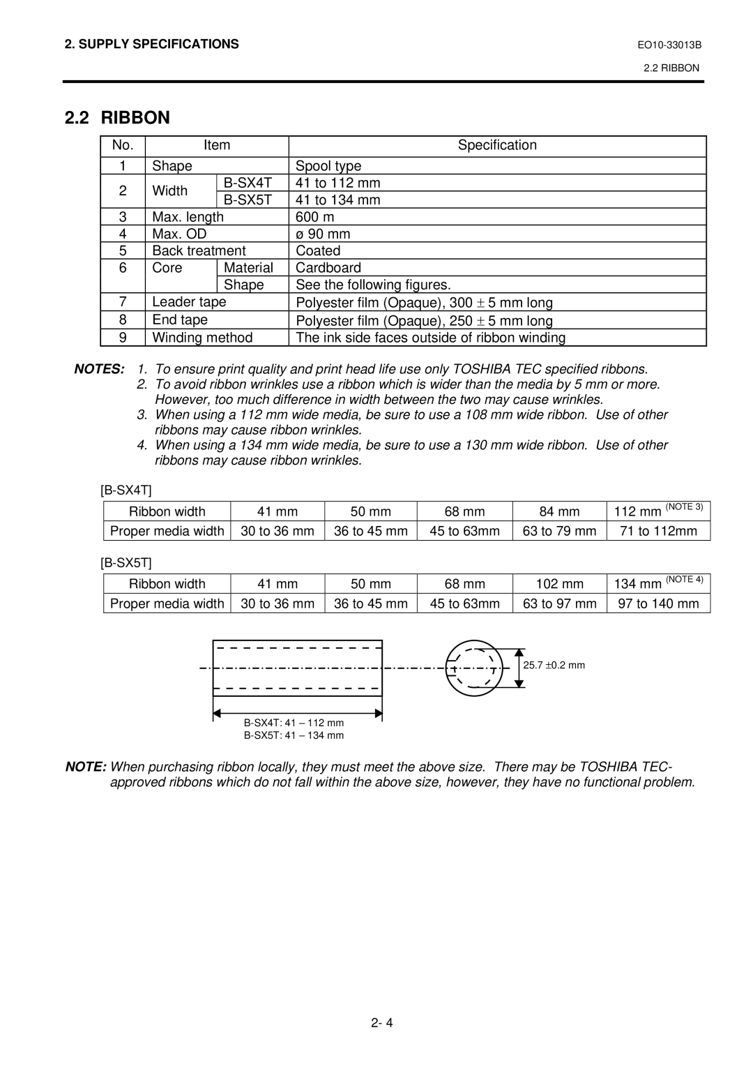 Toshiba B9700LANQMR, B-9700-LAN-QM-R, B-SX5T manual Ribbon 