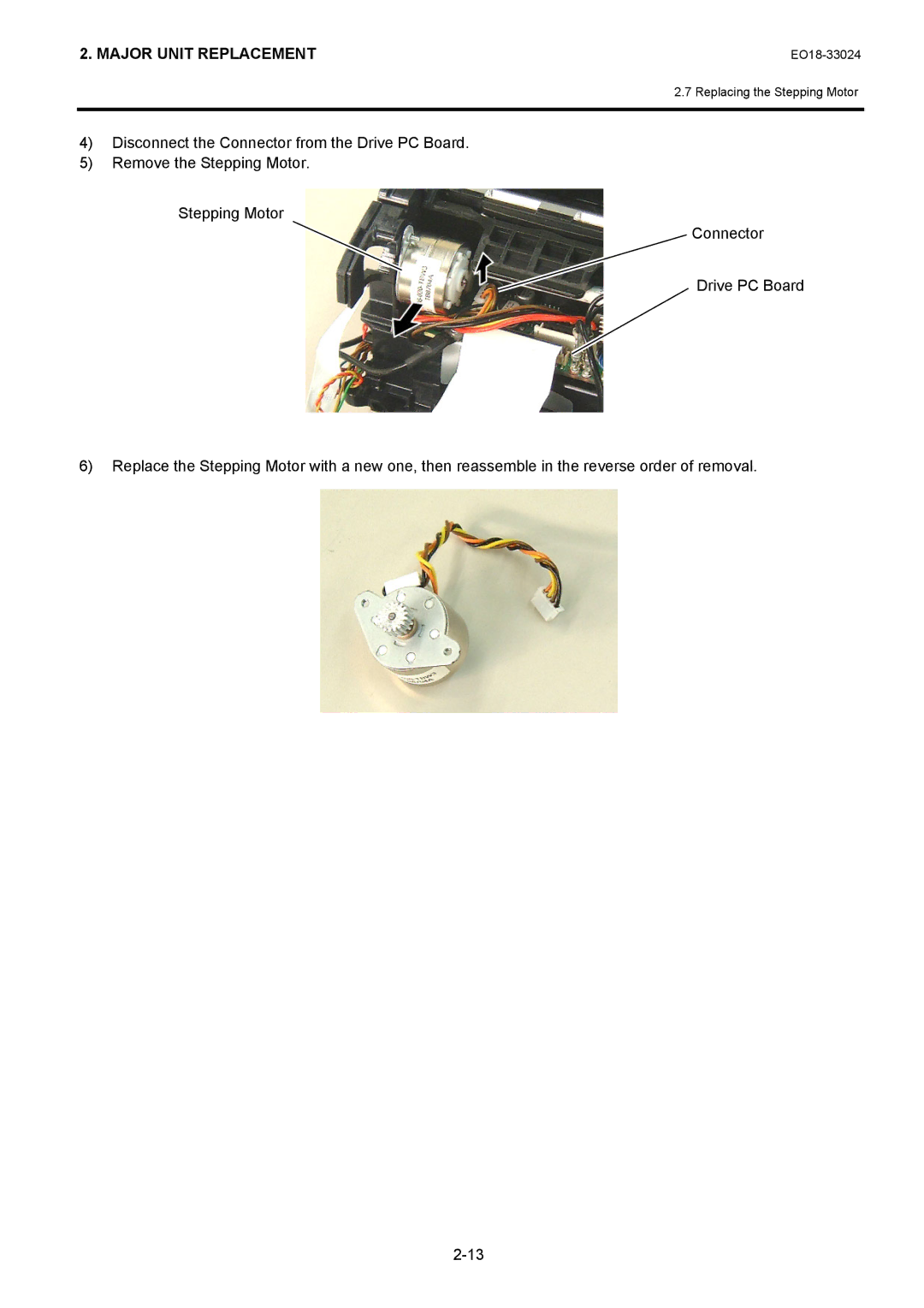 Toshiba B-EP2DL manual EO18-33024 Replacing the Stepping Motor 