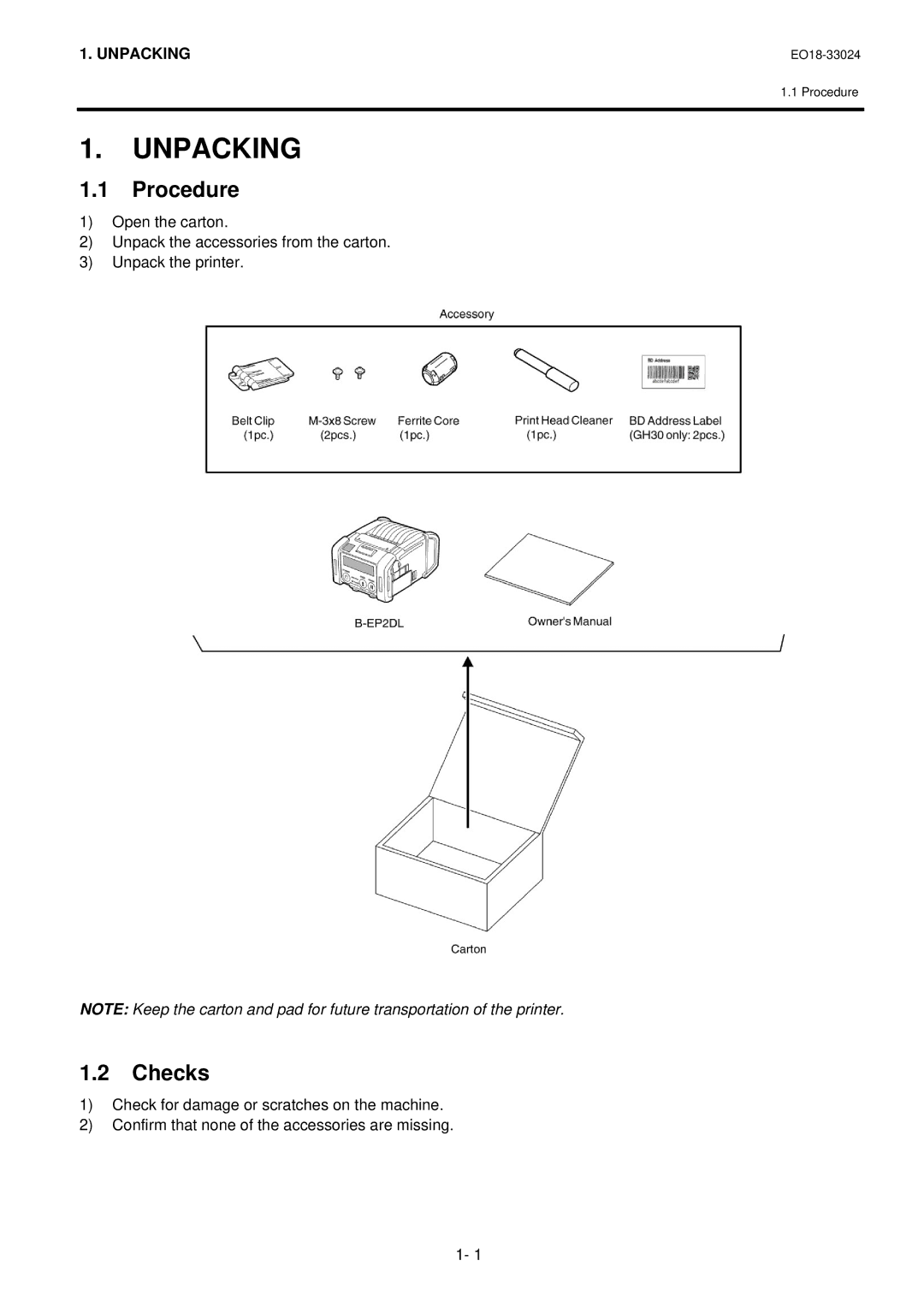 Toshiba B-EP2DL manual Procedure, Checks 