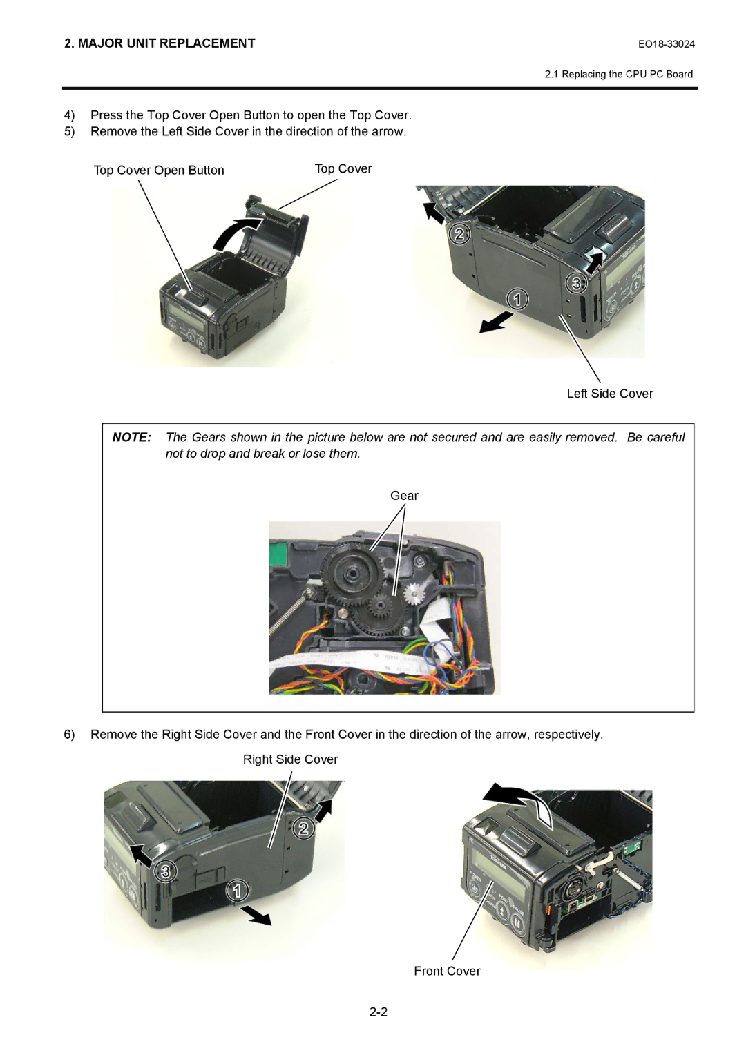 Toshiba B-EP2DL manual Major Unit Replacement 