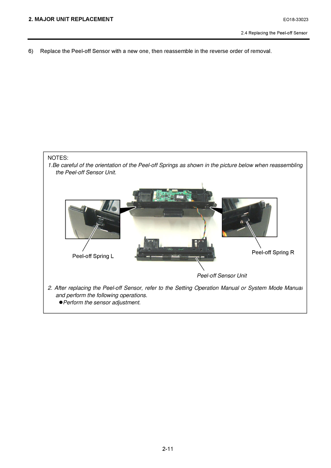 Toshiba B-EP4DL manual Peel-off Sensor Unit 