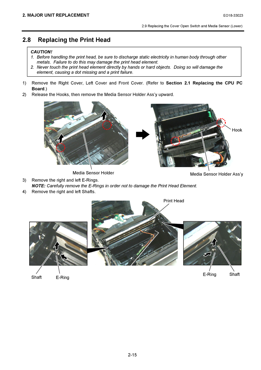 Toshiba B-EP4DL manual Replacing the Print Head 