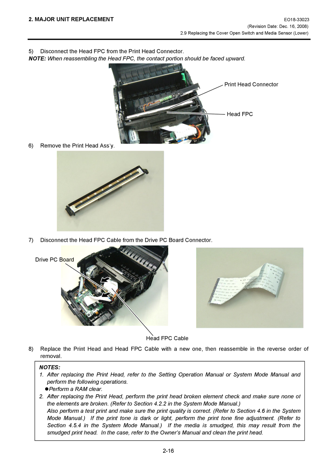 Toshiba B-EP4DL manual Major Unit Replacement 