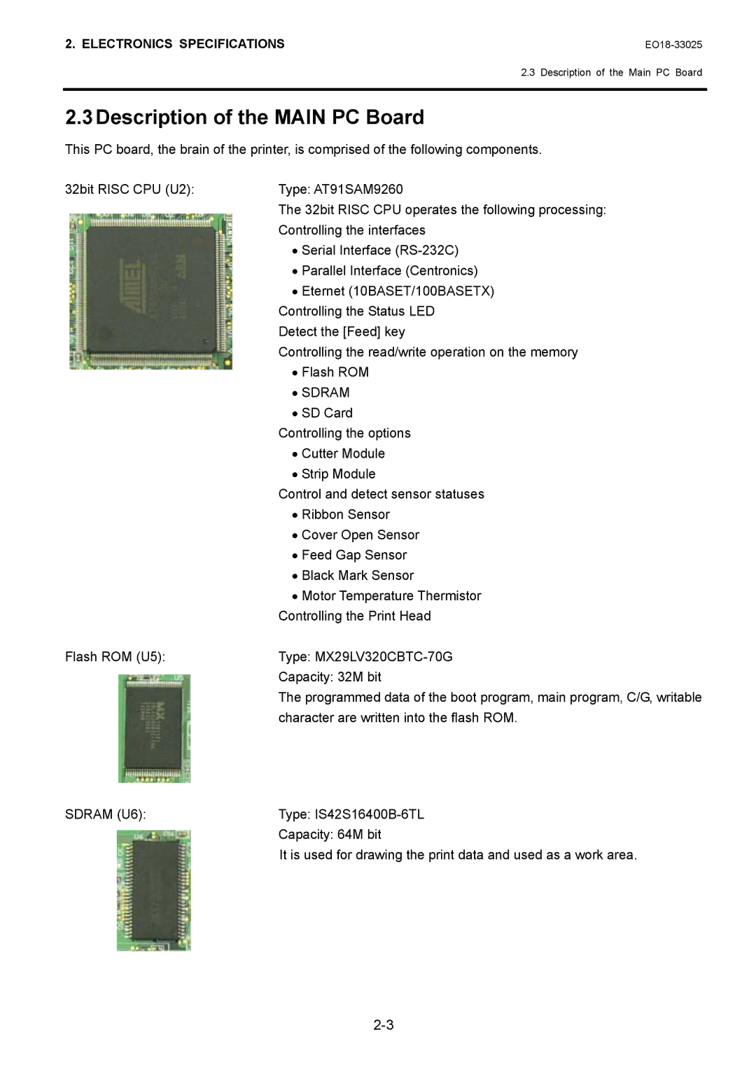 Toshiba B-EV4 manual Description of the Main PC Board, Sdram 