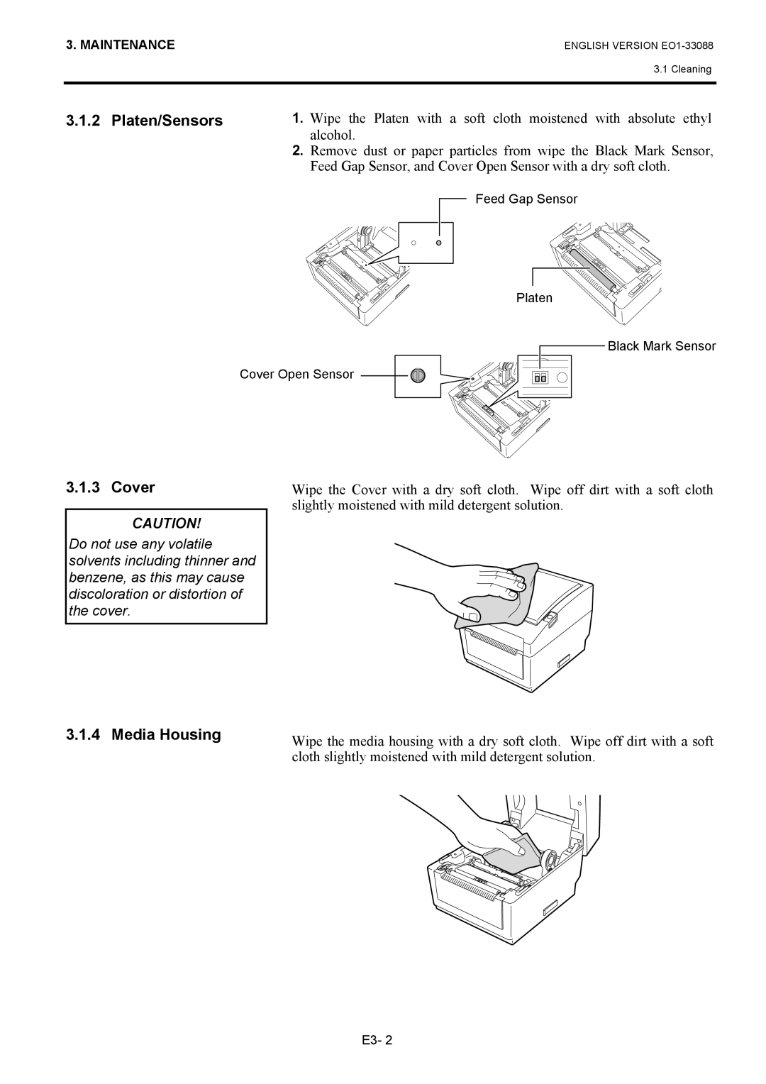 Toshiba B-EV4D owner manual Platen/Sensors, Cover, Media Housing 