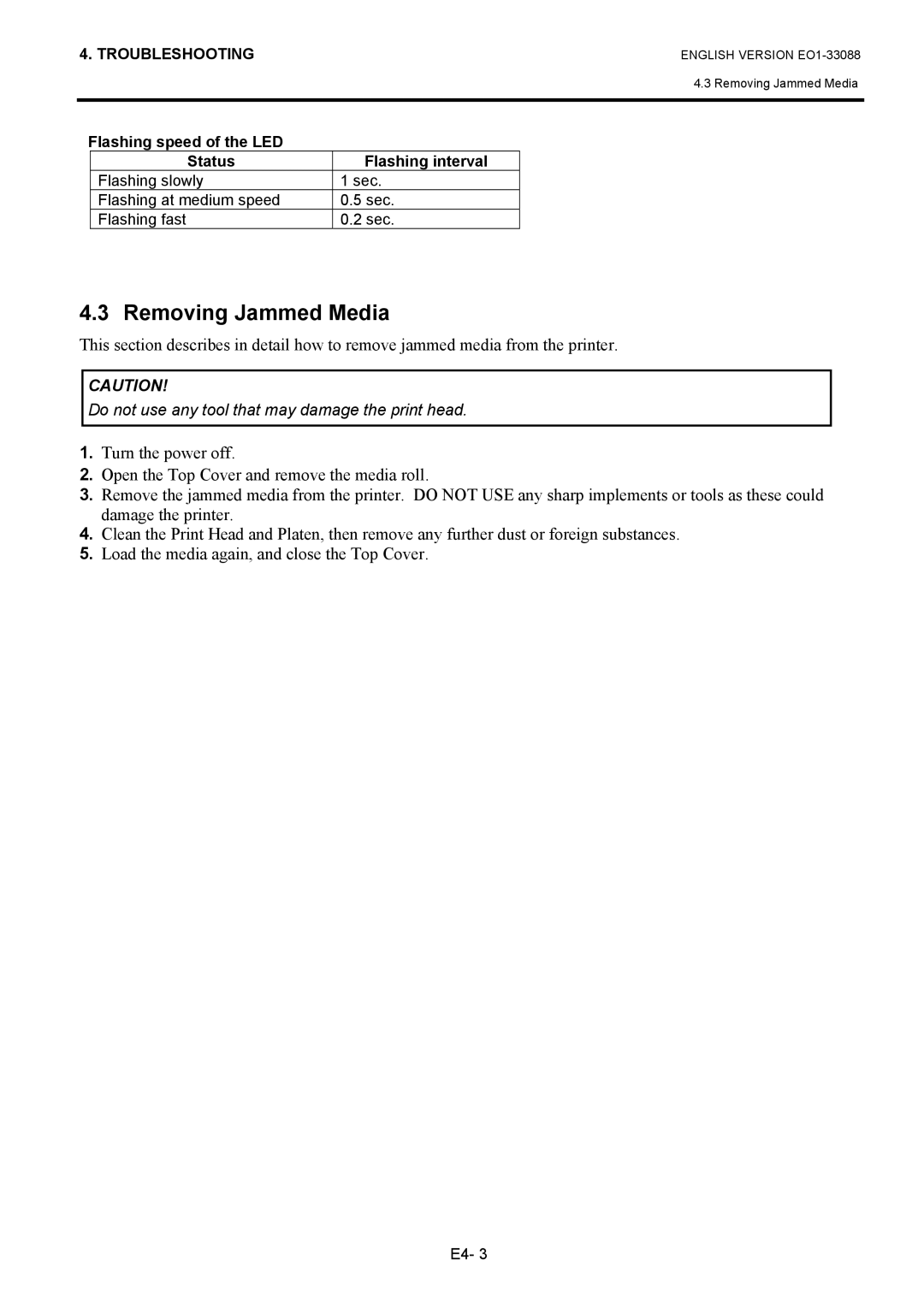 Toshiba B-EV4D owner manual Removing Jammed Media 