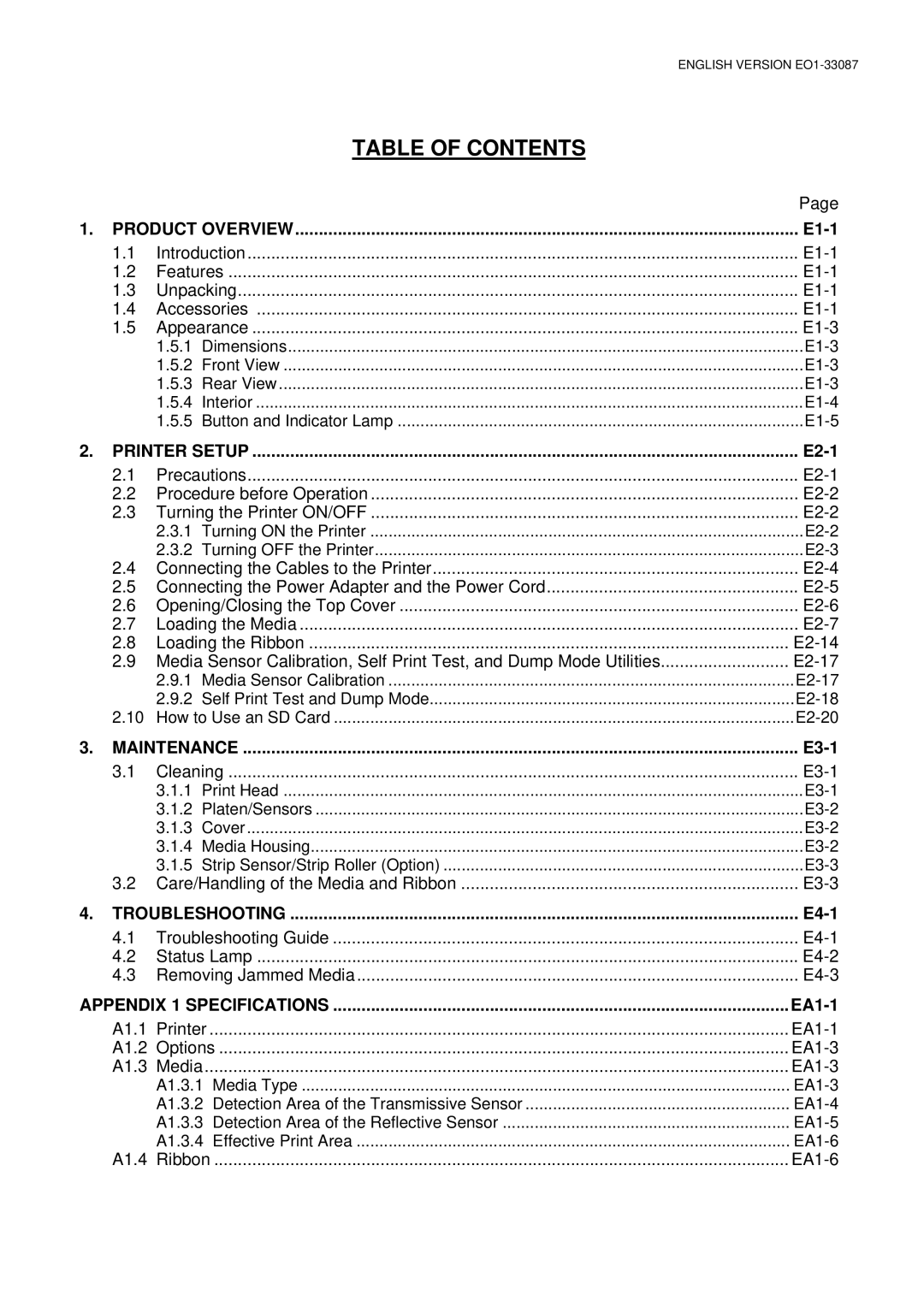 Toshiba B-EV4T owner manual Table of Contents 