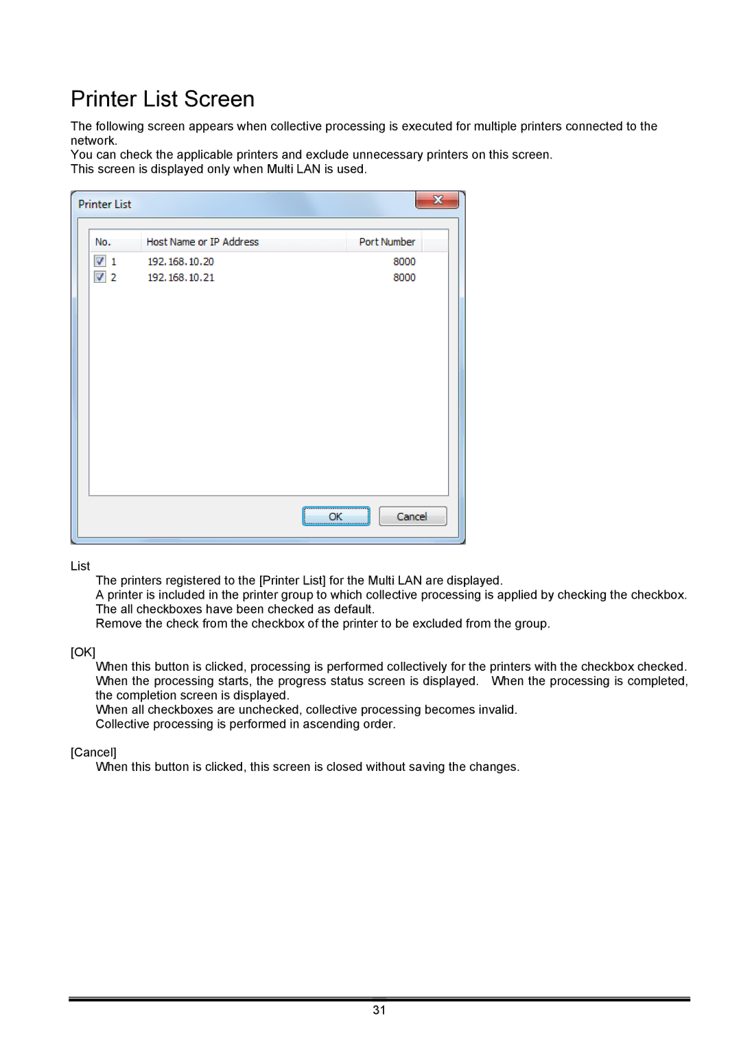 Toshiba B-EX operation manual Printer List Screen 