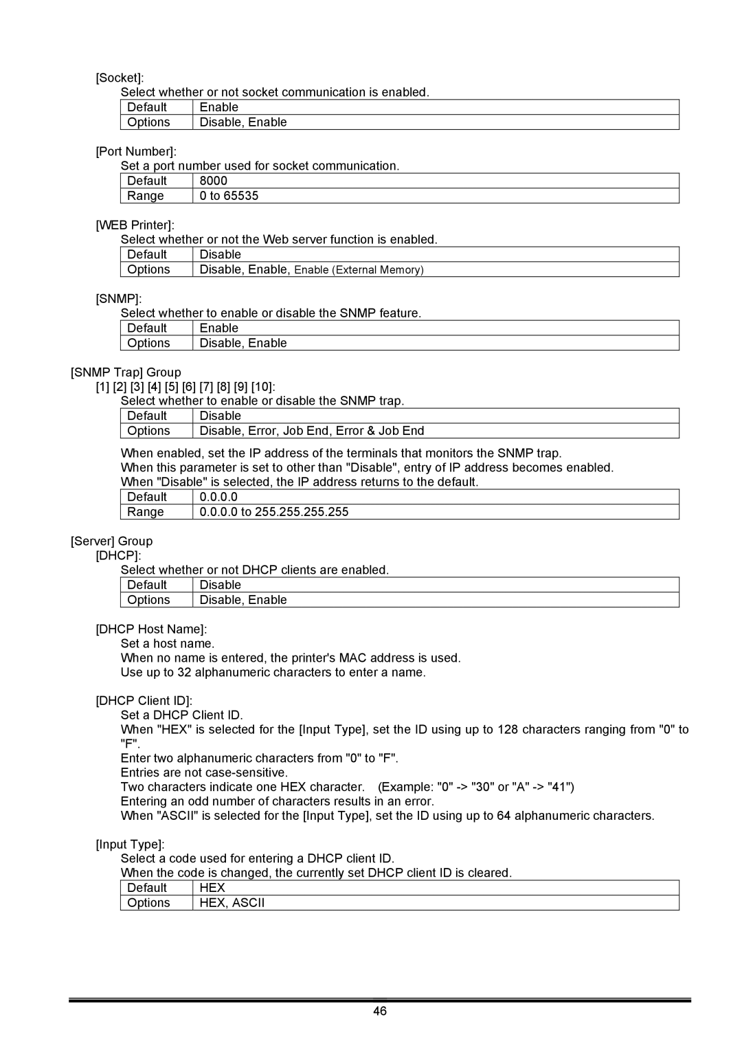 Toshiba B-EX operation manual Snmp, Hex, HEX, Ascii 