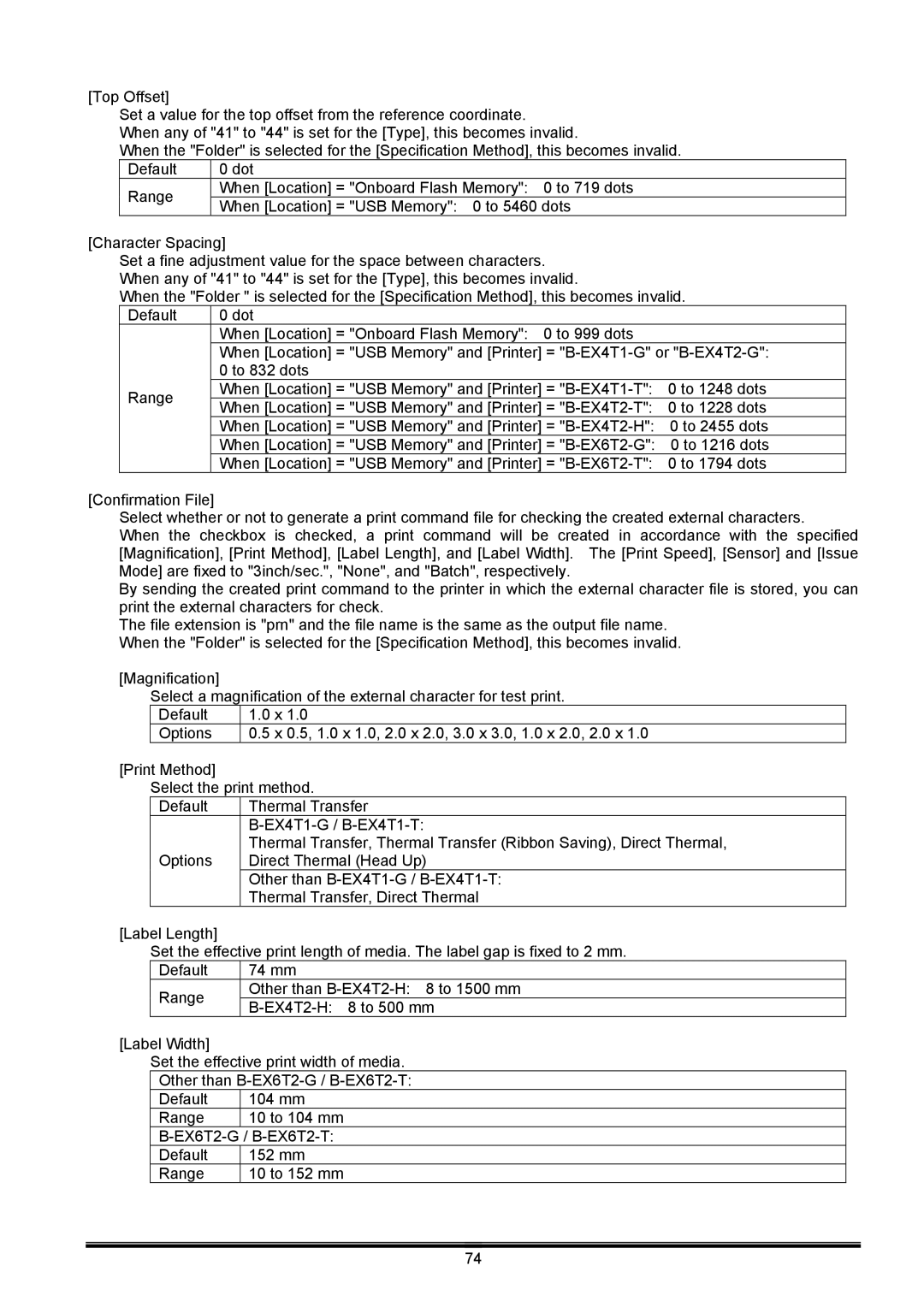 Toshiba B-EX operation manual X 0.5, 1.0 x 1.0, 2.0 x 2.0, 3.0 x 3.0, 1.0 x 2.0, 2.0 x 