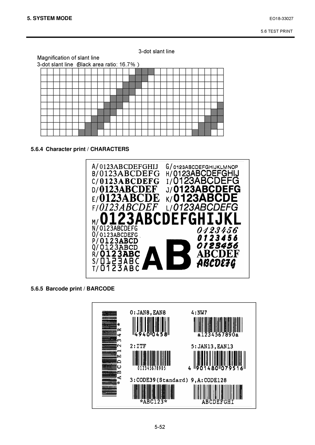 Toshiba B-EX4 manual Character print / Characters Barcode print / Barcode 