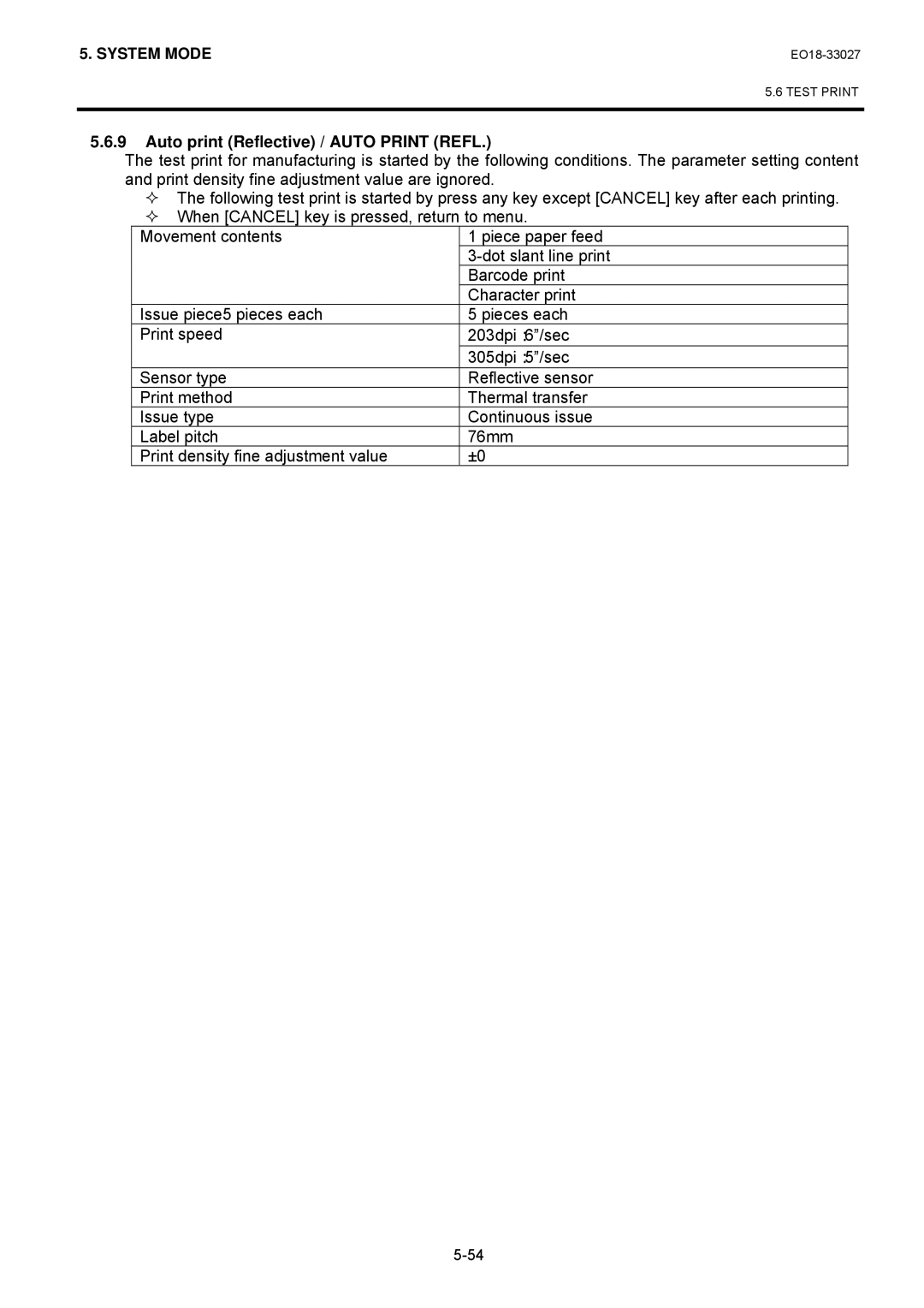 Toshiba B-EX4 manual Auto print Reflective / Auto Print Refl 