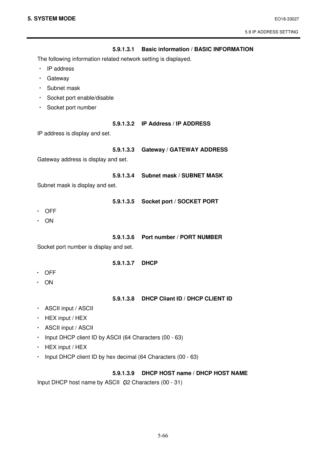 Toshiba B-EX4 manual Basic information / Basic Information, Gateway / Gateway Address, Subnet mask / Subnet Mask, Dhcp 