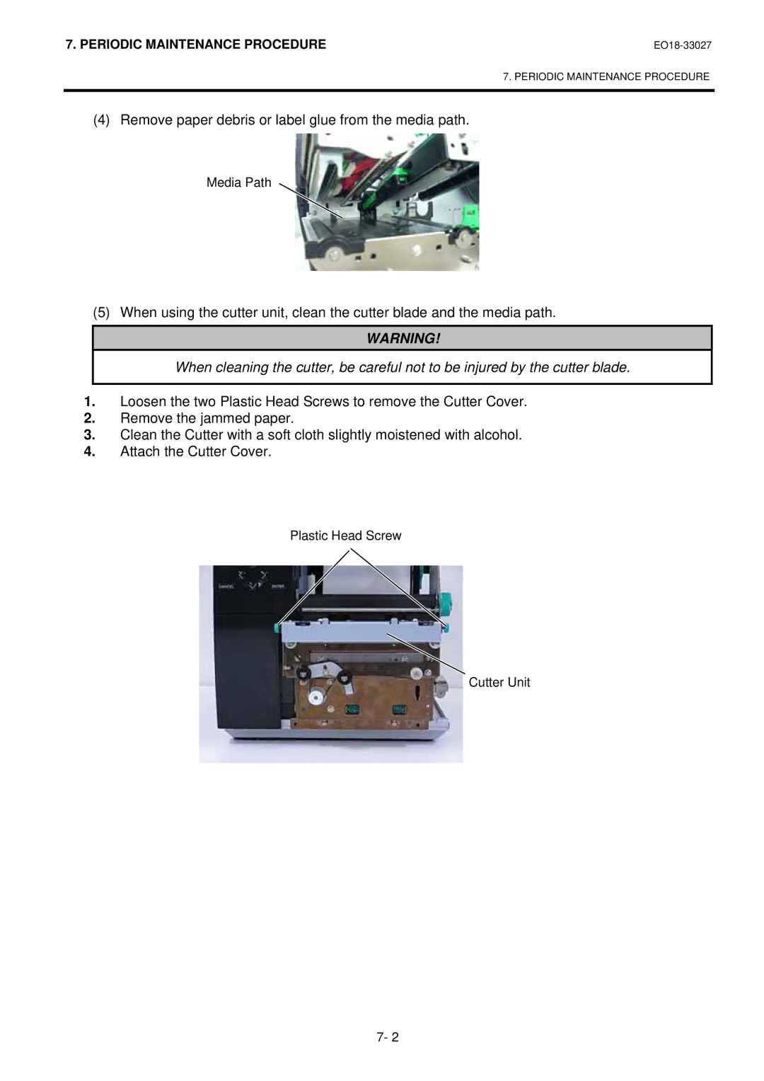 Toshiba B-EX4 manual Remove paper debris or label glue from the media path 