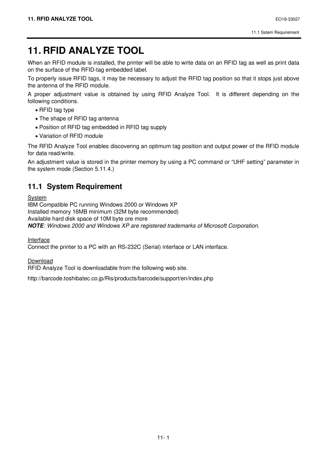 Toshiba B-EX4 manual Rfid Analyze Tool, System Requirement 