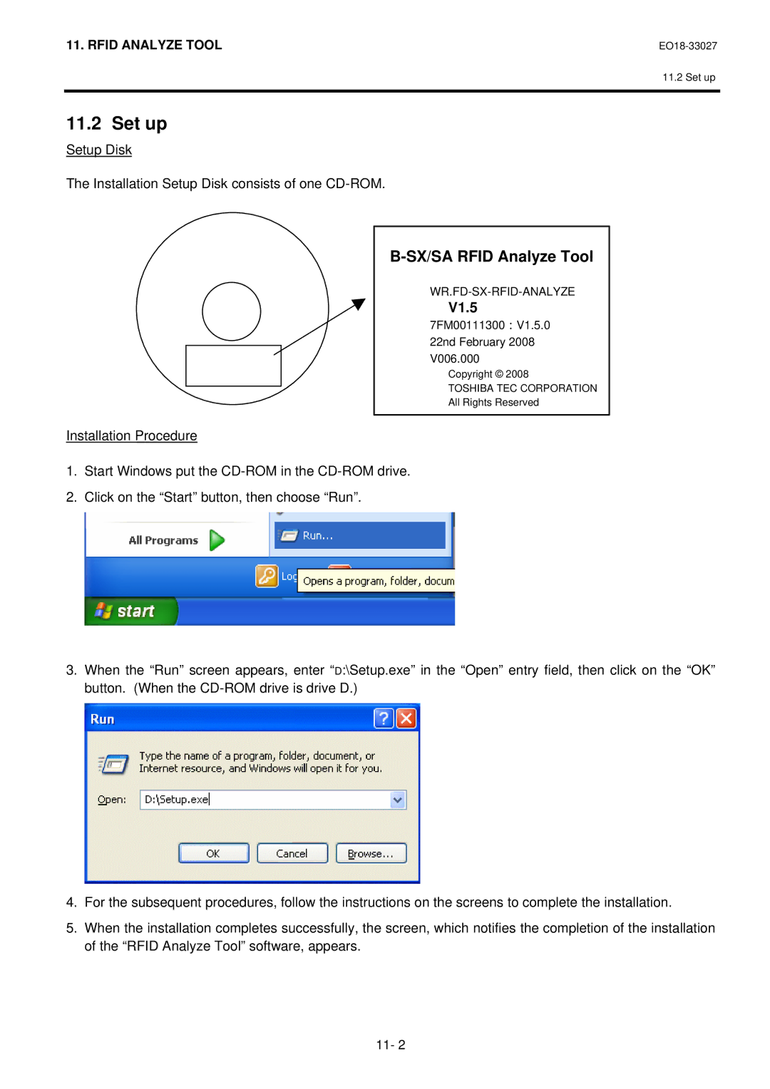 Toshiba B-EX4 manual Set up, V1.5, Setup Disk Installation Setup Disk consists of one CD-ROM 