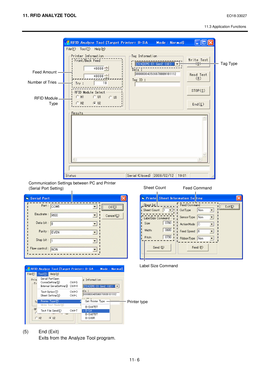 Toshiba B-EX4 manual End Exit Exits from the Analyze Tool program 