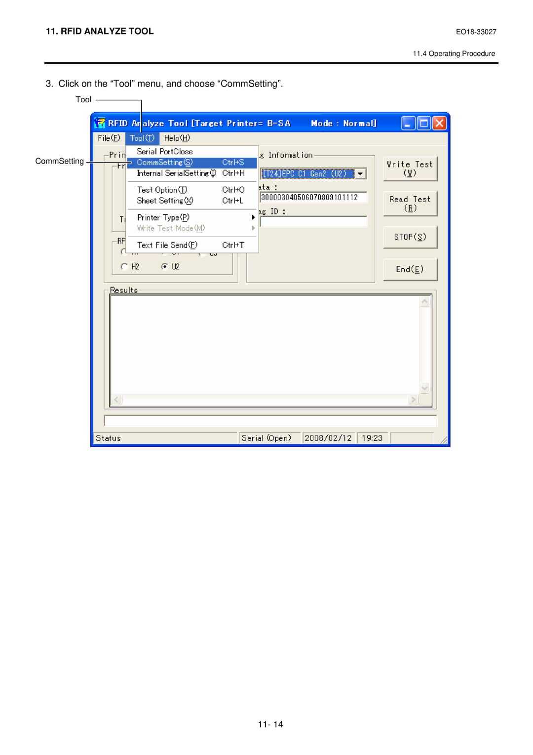 Toshiba B-EX4 manual Click on the Tool menu, and choose CommSetting 