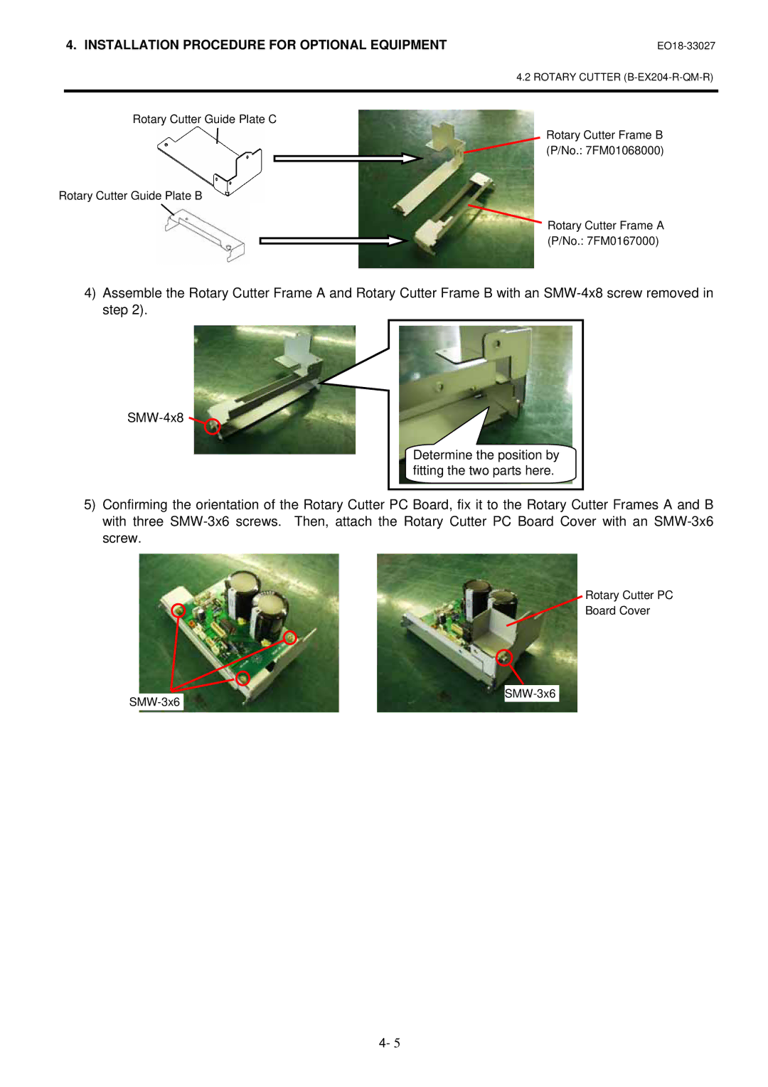 Toshiba B-EX4 manual SMW-4x8 Determine the position by fitting the two parts here 