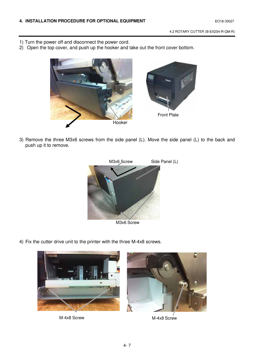 Toshiba B-EX4 manual 4x8 Screw 